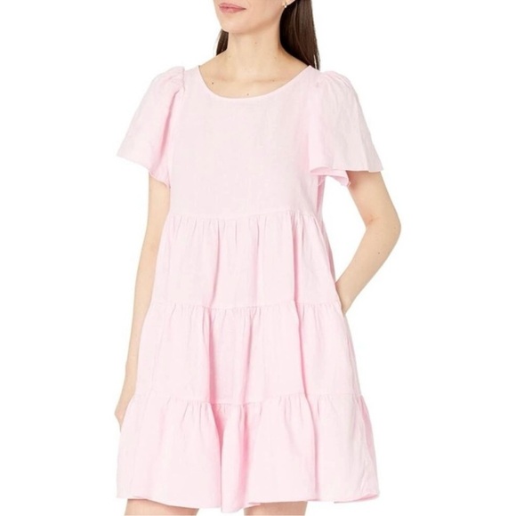 Lilly Pulitzer Jocelyn Short Sleeve Tiered Linen Mini Dress Sz. XS - Picture 3 of 13